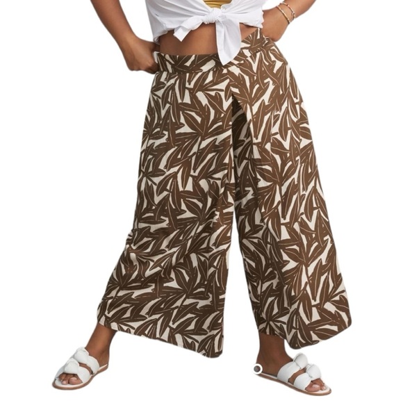 WHIT TWO Linen Cropped Wide-Leg Pants 16W - Picture 1 of 13